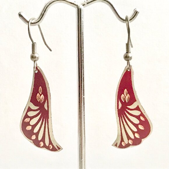 Tunisia Jewelry - Mediterranean Earrings, etched, enamel, copper, hypo-allergenic